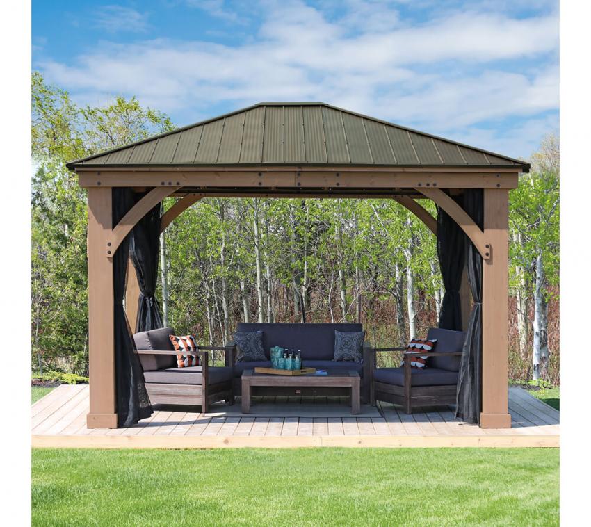 Westmann Holz Pavillon Devon 12x14 Moskitonetz schwarz | mygardenhome