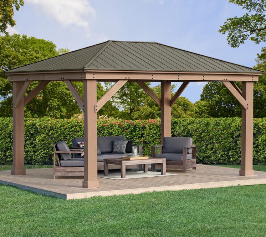 Westmann Holz Pavillon Devon 12x16 Gartenpavillon natur 371x490 cm
