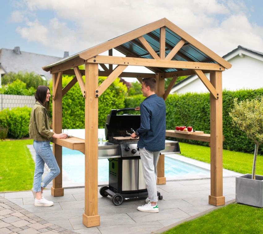 Westmann Holz Grill Pavillon Laval 67 Natur 174x245x268 cm mygardenhome