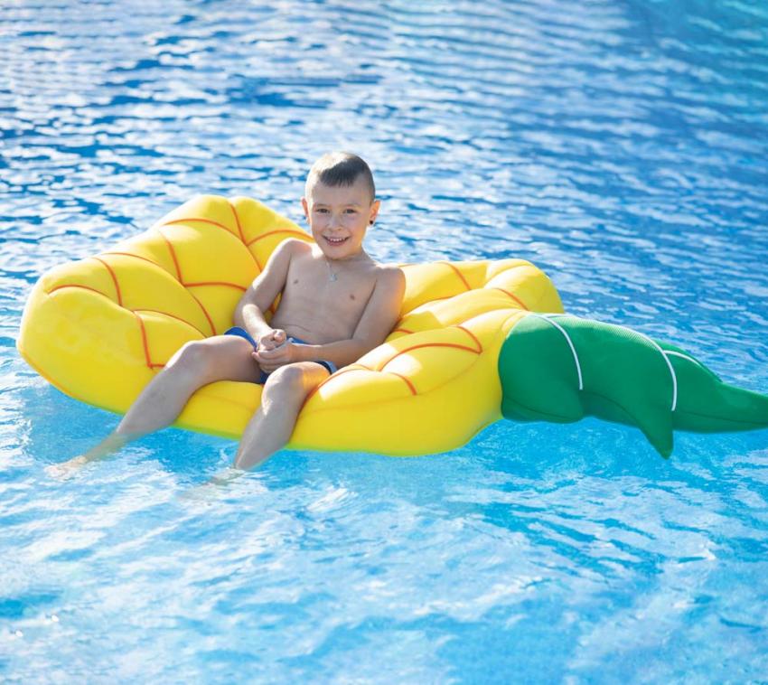 Westmann Stoff Schwimminsel Ananas Badeinsel gelb 158x80 cm | mygardenhome