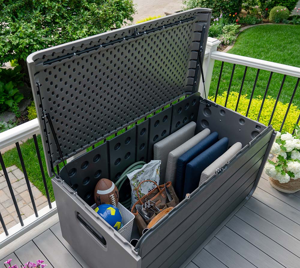 Lifetime Kunststoff Gartenbox Space XL | 625 L | Kissenbox & Auflagenbox | Grau