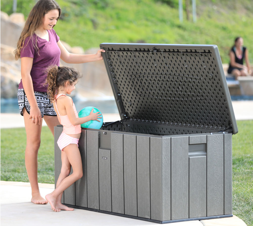 Lifetime Kunststoff Kissen Aufbewahrungsbox 570 Liter | Dunkelgrau