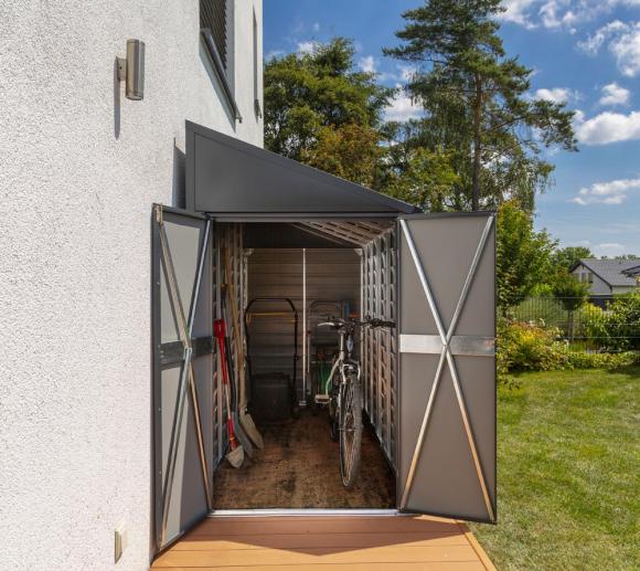 Spacemaker Metallgerätehaus Anlehnhaus, Fahrradgarage grau ...