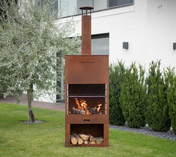 Westmann Grillkamin Terrassenofen Gartenkamin rost 70x41x229 cm
