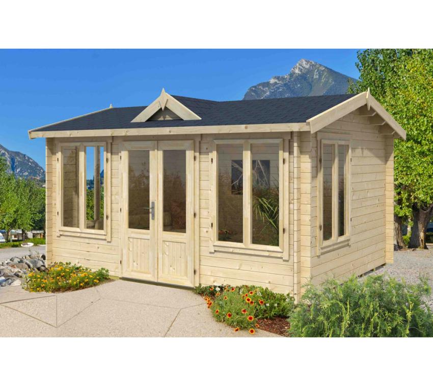 Lasita Maja Holz Gartenhaus Windsor 44 | 400x300x240 cm | Natur