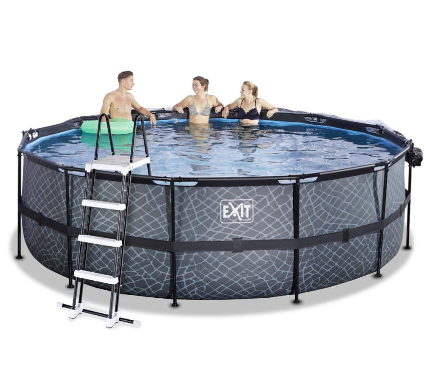 Exit aufstellpool framepool mit dach grau 450x122 cm mygardenhome