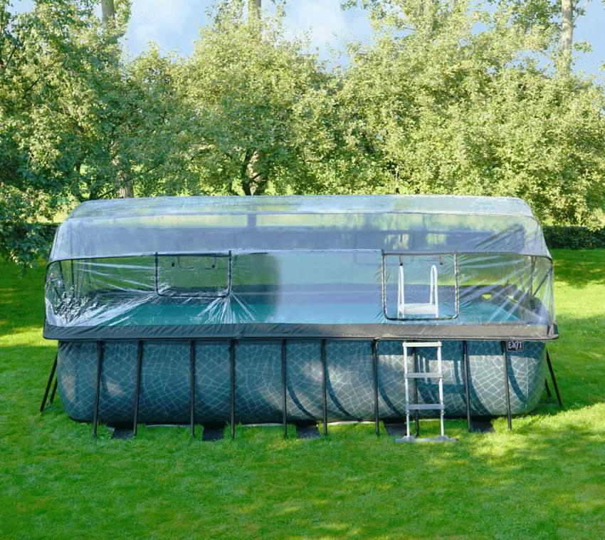exit frame swimming pool inkl uberdachung stone grau 540x250x122 cm mygardenhome