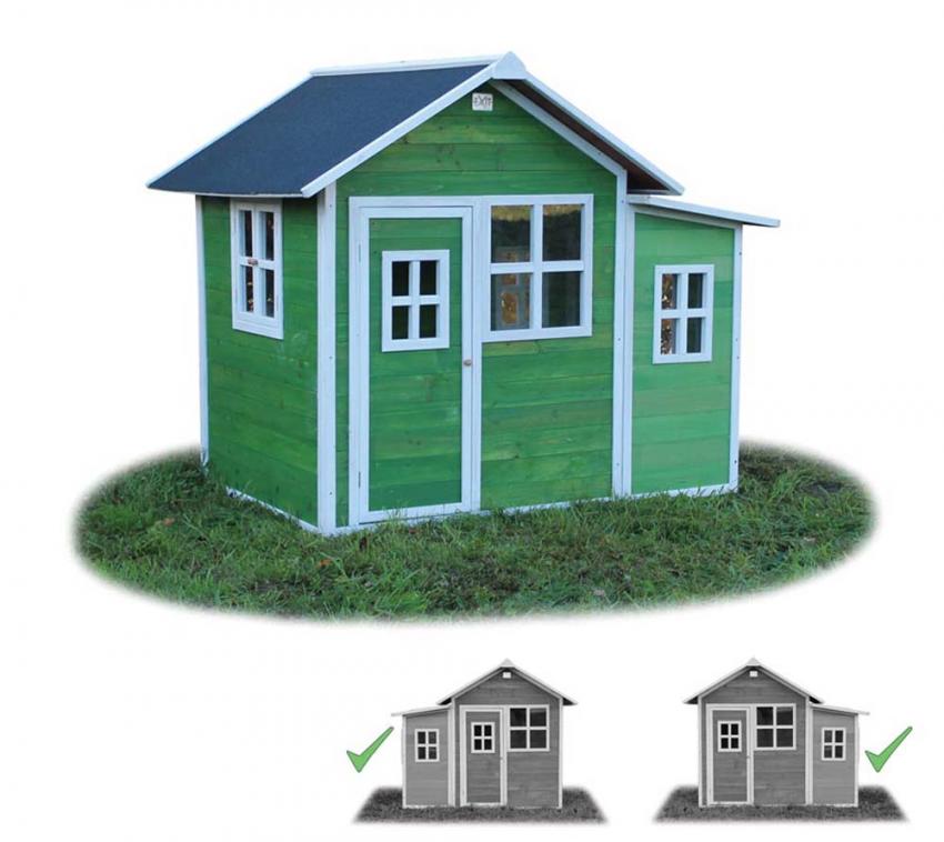 EXIT Kinderspielhaus Loft 150 Grün inkl. Anbau und Fenstern | mygardenhome