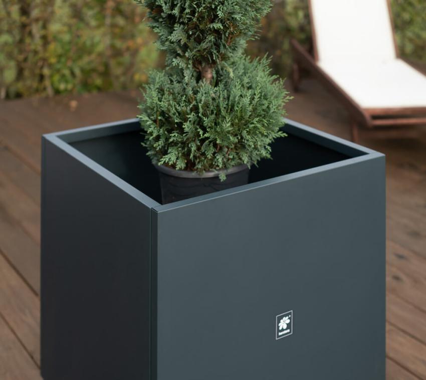 Herstera Garden Stahl Pflanzkübel Cube Anthrazit 70x70x70 cm