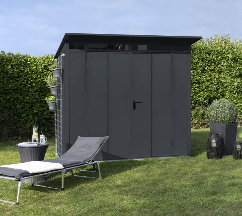 Hörmann Metall Gerätehaus Berry Modern Pultdach 245x309x232 cm