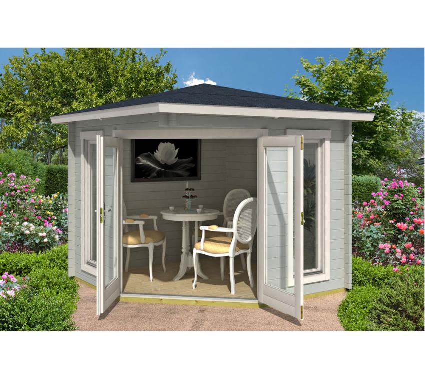 Lasita Maja Holz Gartenhaus Oban 40 282x241 cm Lichtgrau mygardenhome