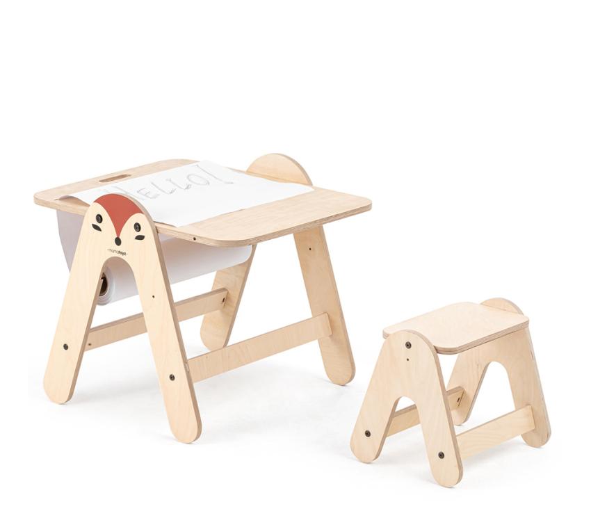 MamaToyz Holz Kindertisch & Maltisch Fuchs Natur 60x30x50 cm