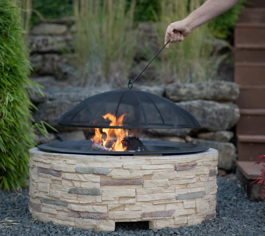 Westmann Feuerschale Feuerstelle inkl. Funkenfluggitter Steinoptik