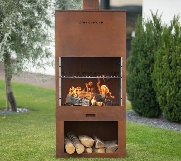 Westmann Grillkamin Terrassenofen Gartenkamin rost 70x41x229 cm