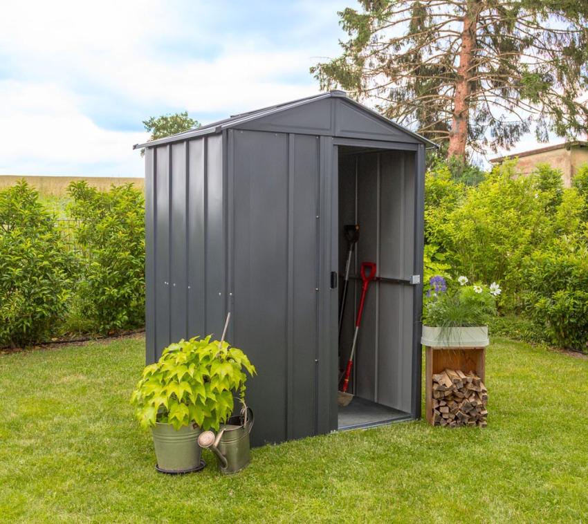 B-WARE Spacemaker Metall Gerätehaus 54 | Grau | 122x151x198 cm 