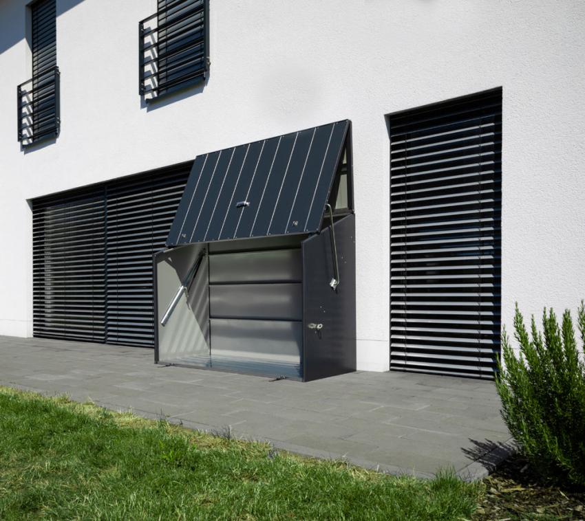 B-WARE Trimetals Metall Gerätebox Fahrradgarage Sesame | Anthrazit | 76x185x139 cm 