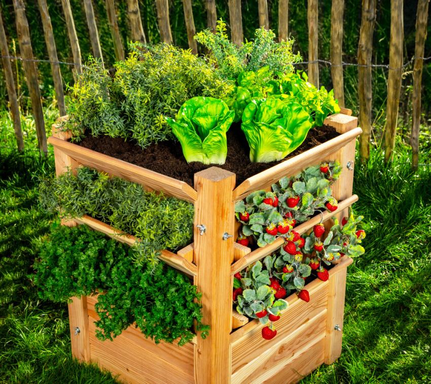 Westmann Premium L | Lärchenholz Hochbeet und Kräuterbeet | 66x73 cm 