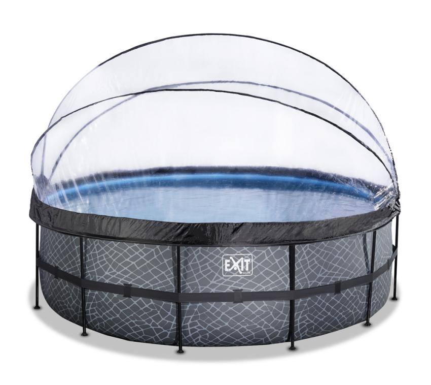 Exit aufstellpool framepool mit dach grau 450x122 cm mygardenhome