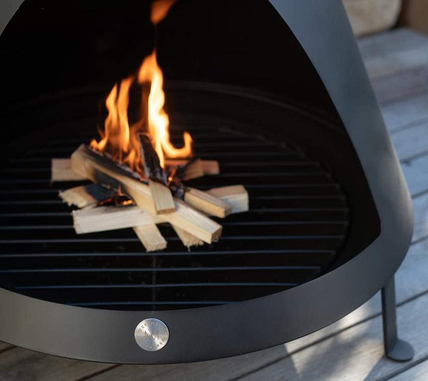 Westmann Grillkamin Terrassenofen Gartenkamin Rauchablass schwarz