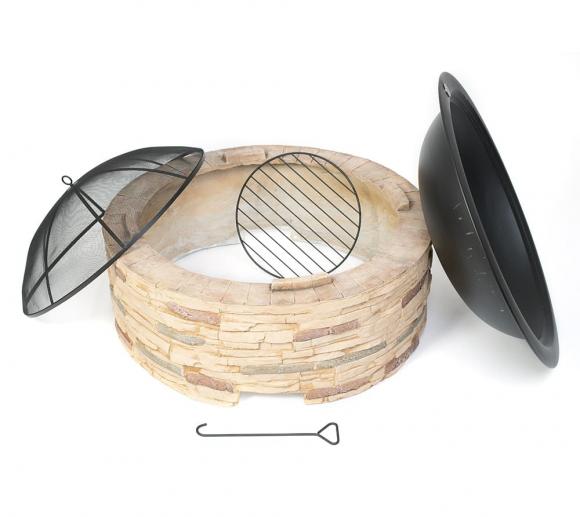 Westmann Feuerschale Feuerstelle inkl. Funkenfluggitter Steinoptik