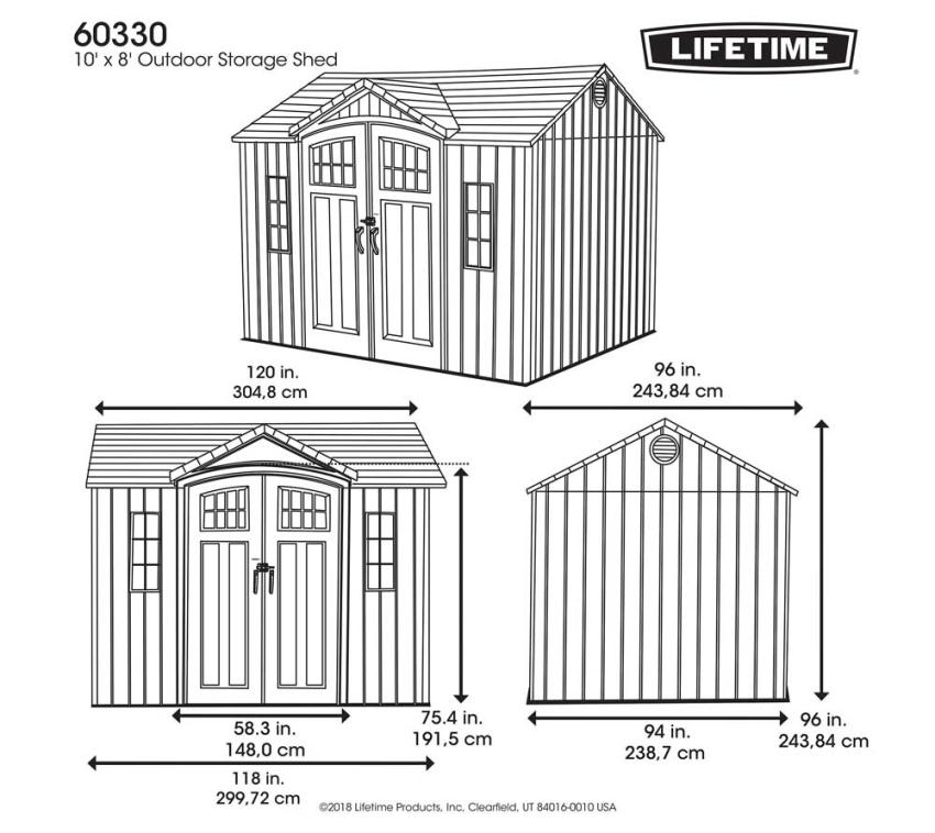 B-WARE Lifetime Kunststoff Gerätehaus Venus | Gerätehaus mit Boden | Dunkelgrau | 244x305x244 cm 