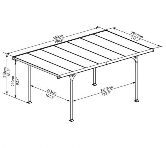 Palram Carport Verona 5000 Inkl Regenrinnen Und Befestigungskit