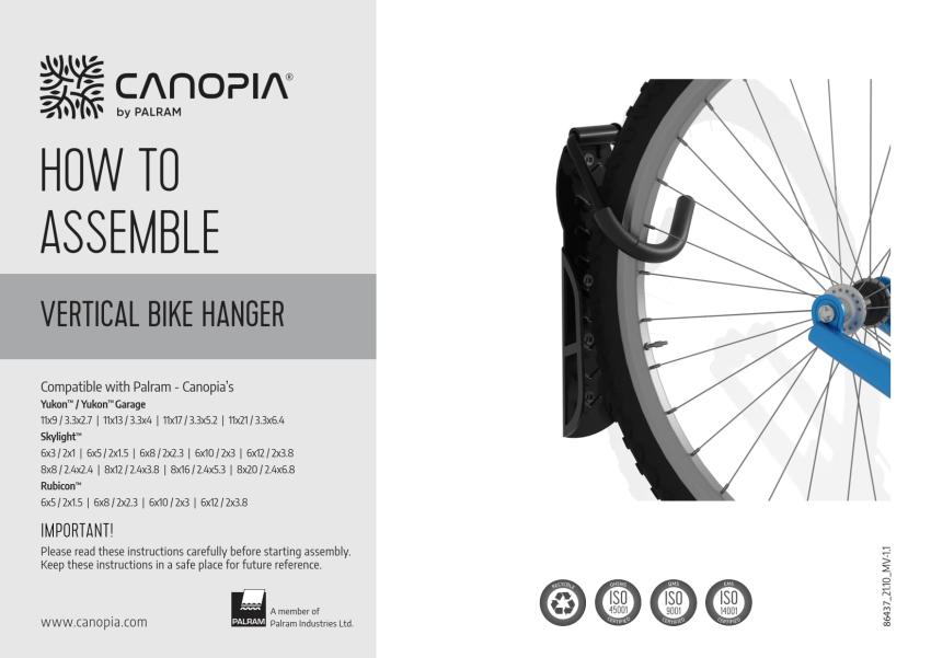 Palram - Canopia Fahrradhalterung für Gerätehaus Yukon 3er Set | Schwarz | 26x11 cm 