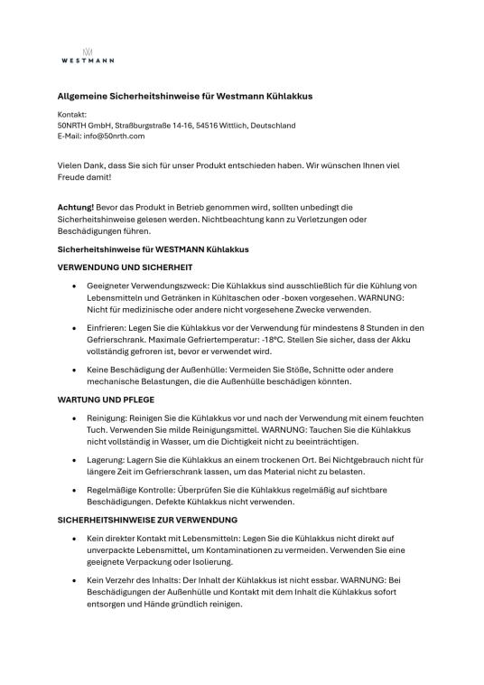 Westmann Kühlakku | Blau | 