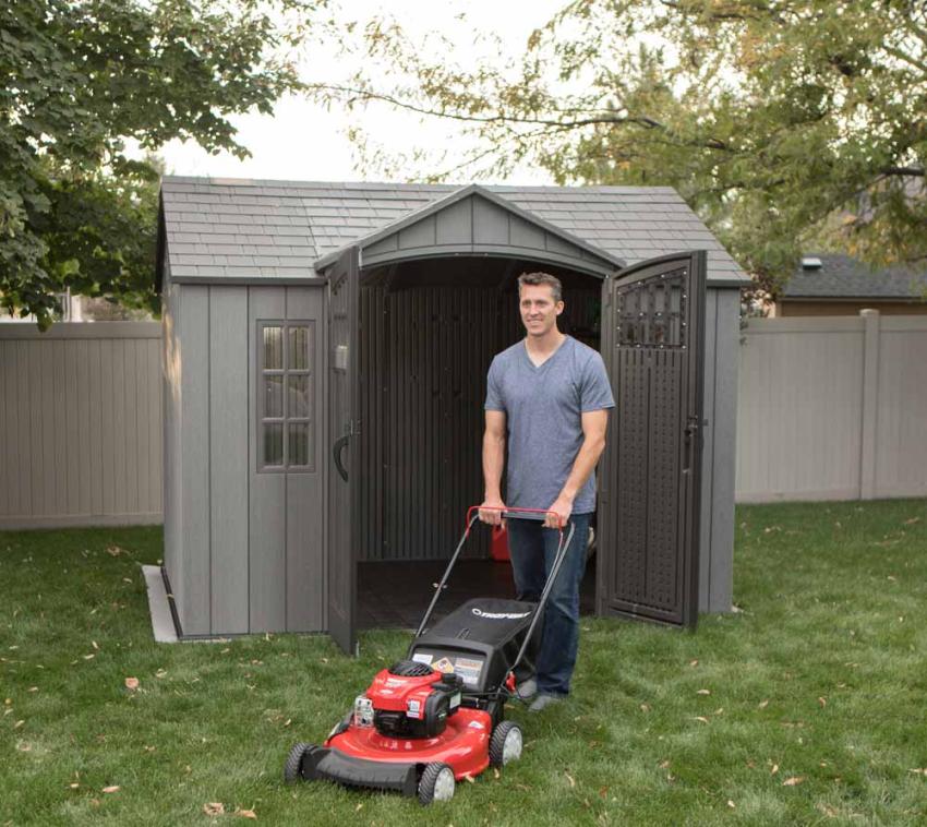 B-WARE Lifetime Kunststoff Gerätehaus Saturn | Gerätehaus mit Boden | Dunkelgrau | 244x305x244 cm 