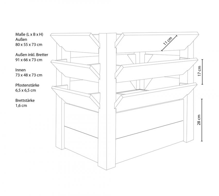 WESTMANN Hochbeet Aus Lärchenholz - 66x66x73 Cm Kräuterbeet Für Garten & Balkon