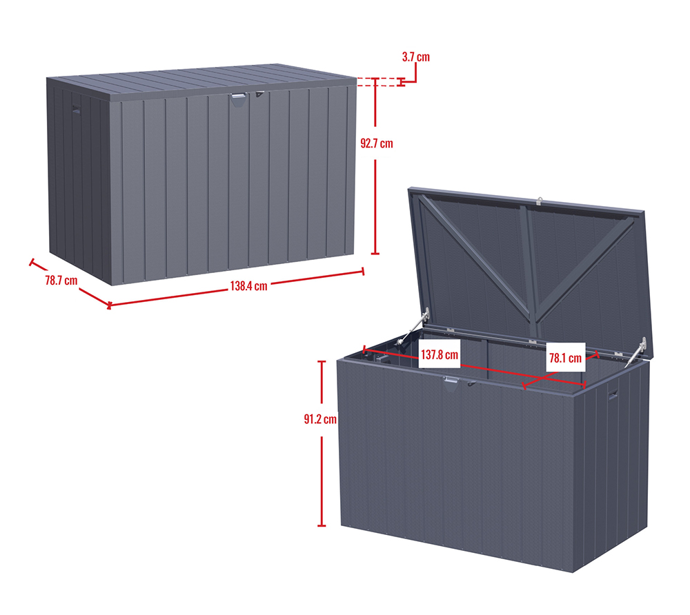 Shelterlogic Stahl Gartenbox | 870 L | Kissenbox & Auflagenbox | Anthrazit