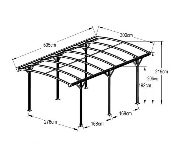 Westmann Aluminium Runddach Carport Bergen Anthrazit 3x5m