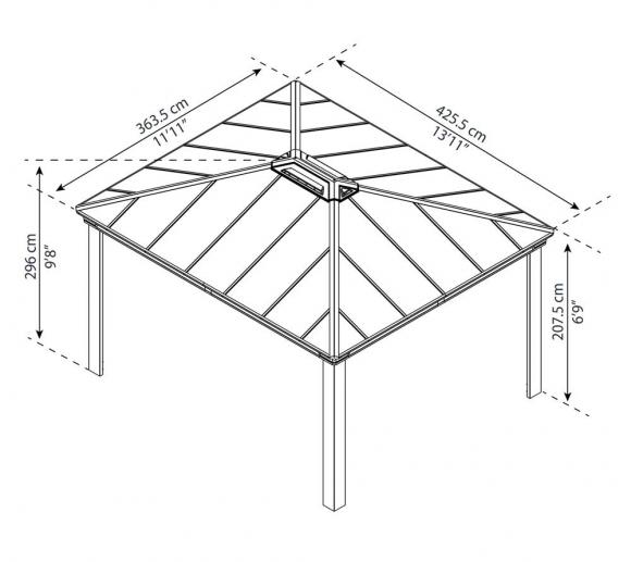 Palram Aluminium Gazebo Pavillon Dallas 4300, 425x364 cm | mygardenhome