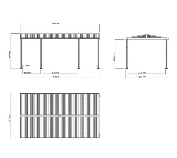 Sojag Aluminium Carport Samara 10x18 Anthrazit 550x300 Cm Mygardenhome