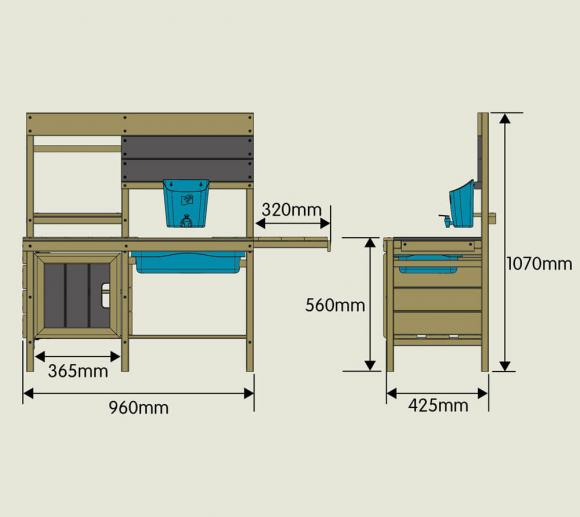 TP Toys Spielküche Deluxe Outdoorküche Matschküche mit Zubehör