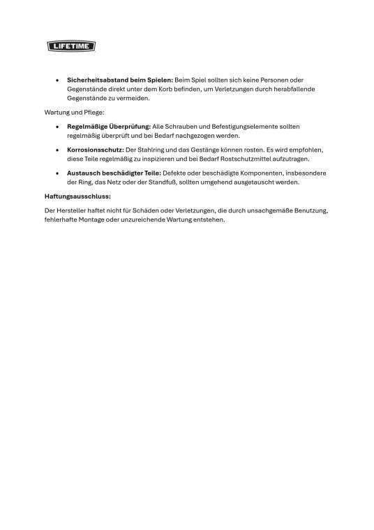 Lifetime Stahl Basketballkorb Colorado | Schwarz | 3x112x72 cm 