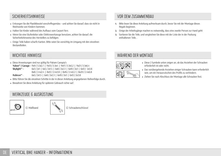 Palram - Canopia Fahrradhalterung für Gerätehaus Yukon 3er Set | Schwarz | 26x11 cm 