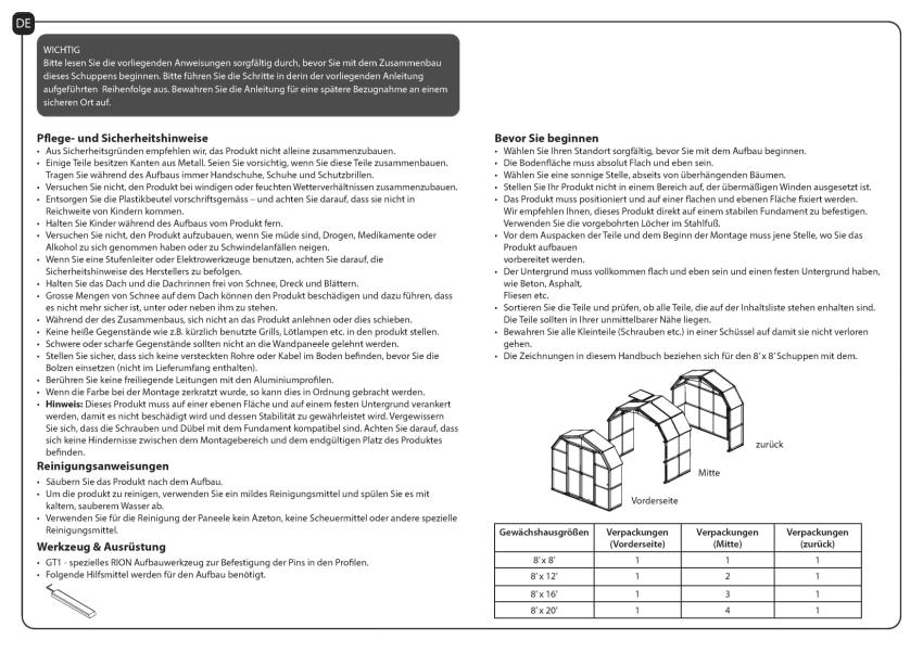 Rion Kunststoff Gewächshaus Grand Gardener 412 | Grün | 764x267x238 cm ohne Fundament