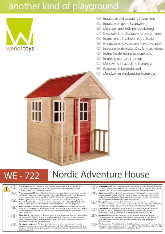 Wendi Toys Holz Stelzenhaus Alpaka | mit roter Rutsche, Schaukel und Sandkasten | Natur | 290x350x242 cm 