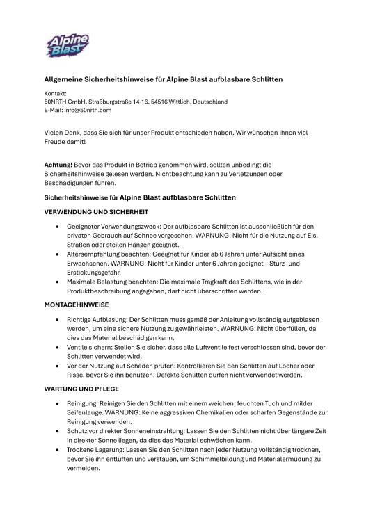 Alpine Blast Aufblasbarer Schlitten Rentier Kinderschlitten | Braun | 140x104x82 cm 