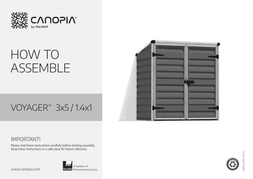 Palram - Canopia Aluminium Gerätebox Voyager | Schwarz | 90x139x147 cm 