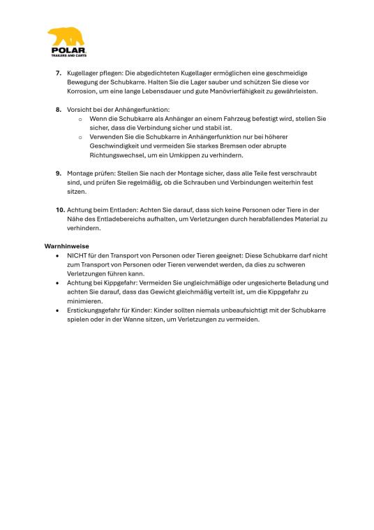 Polar Kunststoff Schubkarre Anhänger 283 Liter | Schwarz | 175x94x71 cm 