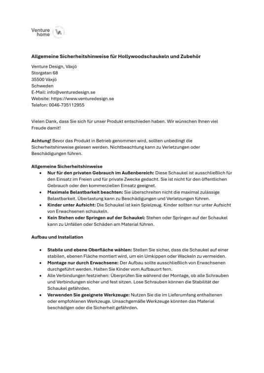 VENTURE HOME Metall Hollywoodschaukel Malaga | Schwarz | 210x120x168 cm 