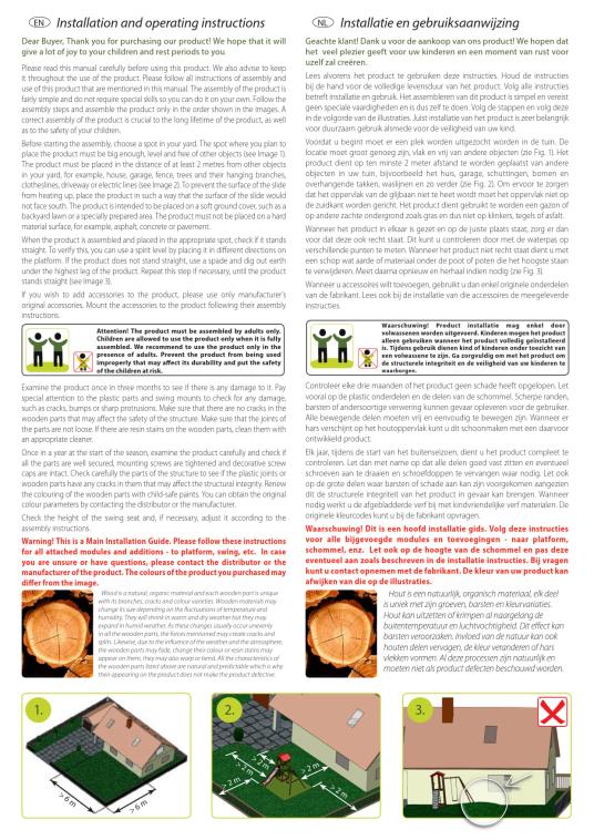 Wendi Toys Holz Spielturm Falke | inkl. Rutsche und Kletterwand | Natur | 280x110x270 cm 