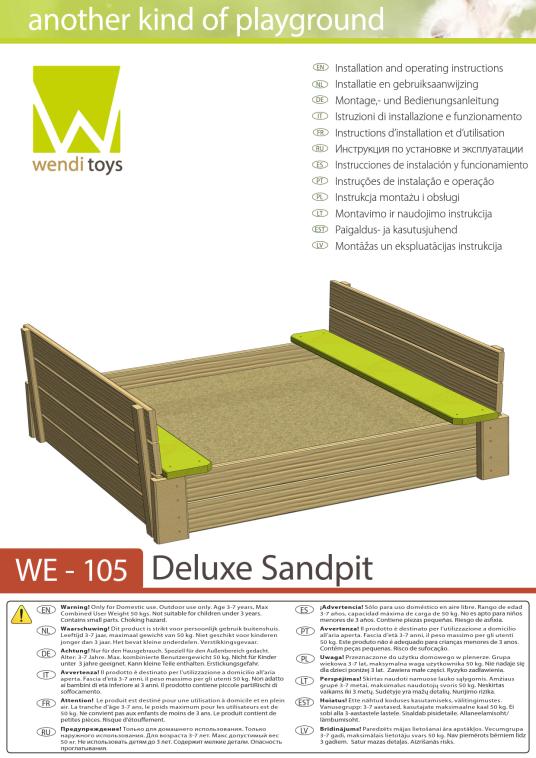 Wendi Toys Holz Sandkasten Maus | mit Deckel | Natur | 117x117x39 cm 