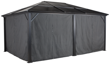 B-WARE Sojag Vorhänge inkl. Clips für Pavillon Meridien 1216 | Dunkelgrau 