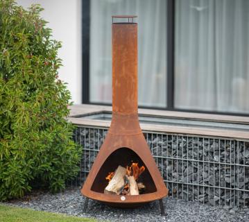 B-WARE Westmann Stahl Gartenkamin Terrassenofen | Rost | 70x70x160 cm 