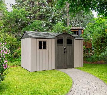 Lifetime Kunststoff Gerätehaus Pluto | Gerätehaus mit Boden | Grau | 206x350x225 cm 