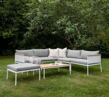 VENTURE HOME Nettan | Garten Loungeset mit Couchtisch | Grau / Weiß 