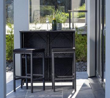 VENTURE HOME Knock | Polyrattan Bartisch mit Stühlen | für 2 Personen 